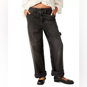 Free People We The Free Major Leagues Mid-Rise Cuffed Jeans in a vintage black
